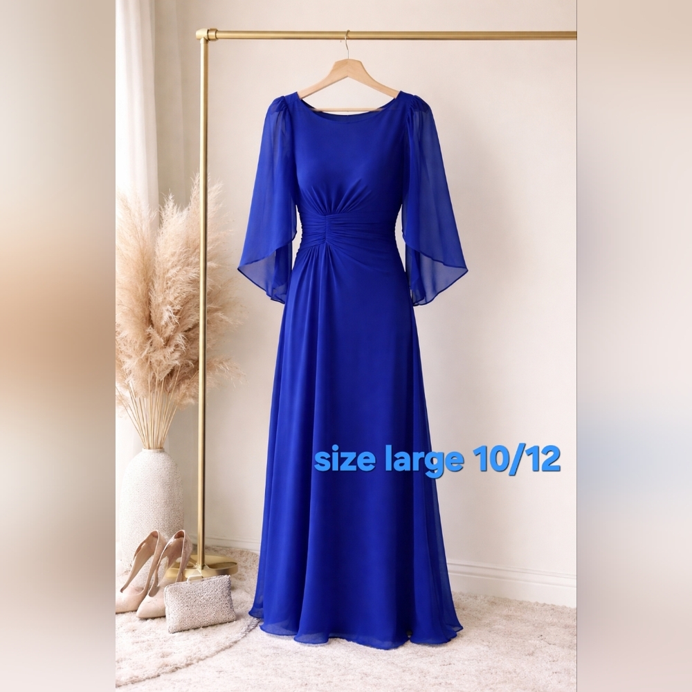 Connected Apparel Royal Blue Long Sleeve Dress Size 10
